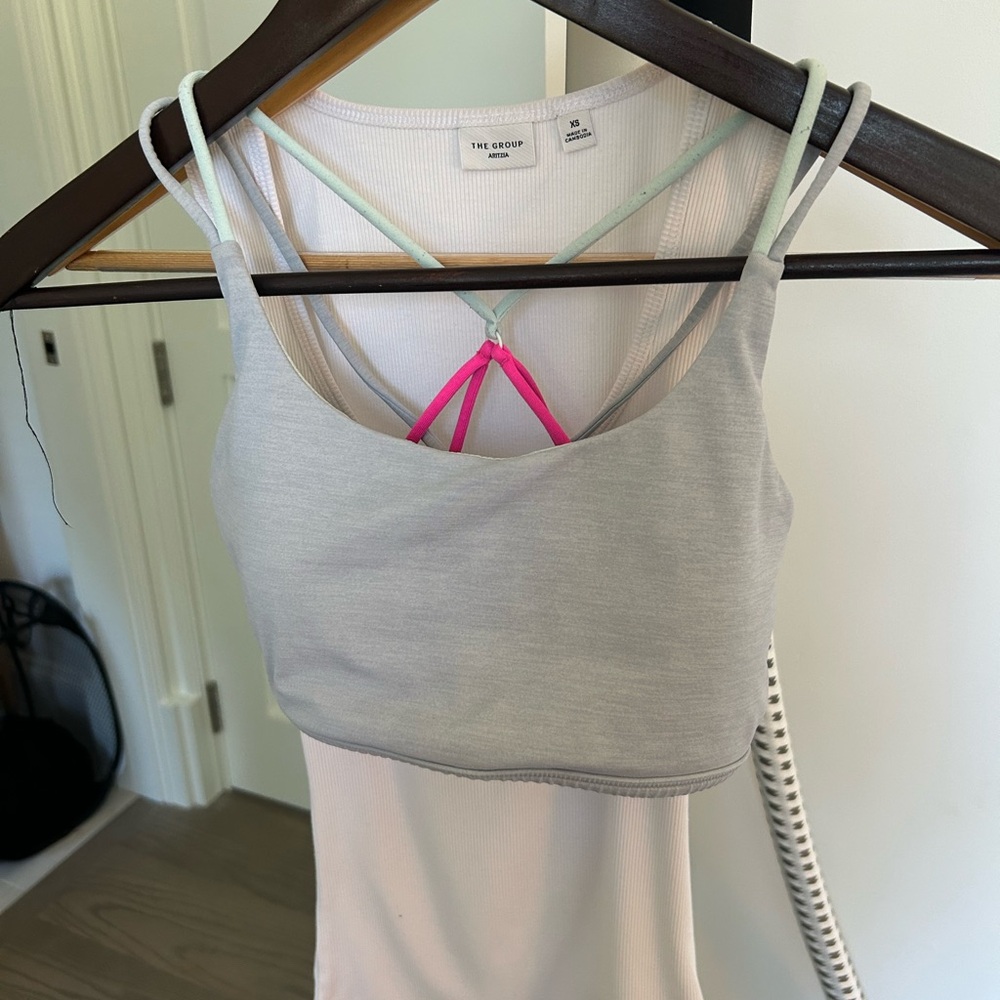 Lululemon Athletica Gray and Pink Strappy Bra